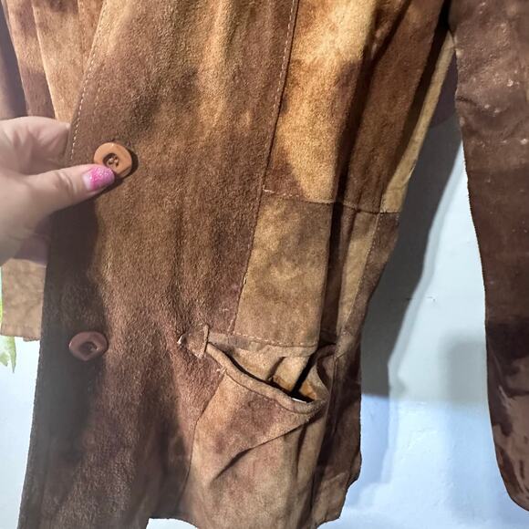 Juan Sebastian Vintage Leather Suede Jacket Blazer Coat Womans Patch Work 11/12 - Picture 4 of 6